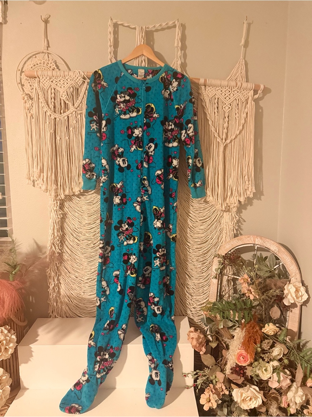 Turquoise Disney Minnie Mouse women’s One-Piece Pajamas